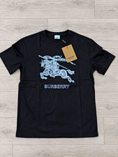Burberry Prorsum Men's M Black Crew Neck Short Sleeve Knight Logo Tee Cotton picture