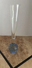 1950s Mid-Century Modern MCM Blue Bubble Glass Bud Vase 8.25 inch picture