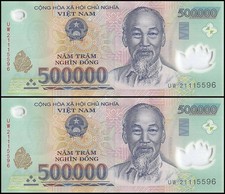 1 MILLION VIETNAM DONG VND .. circulated..  2 x 500,000 note With COA* picture