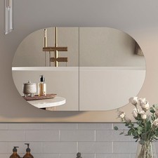 Oval Medicine Cabinet with Mirror Bathroom Mirror Cabinet with 5 Storage,2 Doors picture