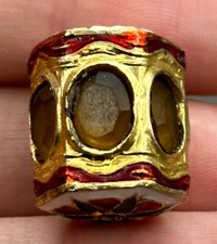 Lovely citrine stone antique near eastern solid silver gold golding unique bead picture