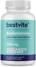Bestvite Benfotiamine 300mg (60 Vegetarian Capsules)-No Stearates-Non GMO picture