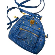 Stunning MCM Mini Studded Cobalt Blue Leather Backpack picture