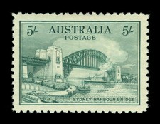 AUSTRALIA 1932 Sydney Harbor Bridge 5sh gray green Scott # 132 mint MLH VF picture