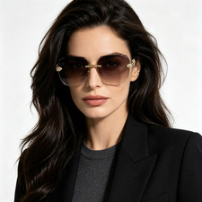 Bvlgari BV40070I Sunglasses Gold Rimless Brown Gradient Lenses Snake 56-18-140 picture