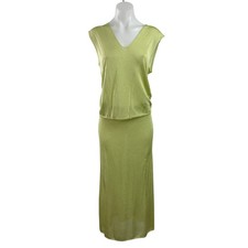 NEW Djerf Avenue Peridot Green V Neck Open Back Blouse Midi Skirt Set Size S picture