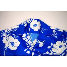 Vintage Hawaiian Shirt 60s 70s Aloha Mens XL Blue with White Floral Pareo Cobain picture