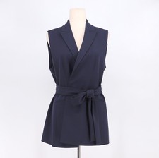 NWT ANN TAYLOR Belted Vest Jacket in Navy Size 8 picture