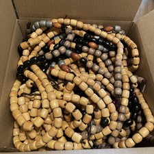 Vintage 1970's LARGE Wood Beads MACRAME Crafts Art 11+Pounds MCM Retro picture