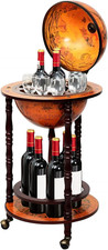 Globe Wine Bar Cabinet, Italian Replica Bar Cart with Wheels and Liquor Bottle S picture