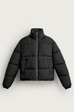 New Zara Mens Water Repellent Boxy Puffer Black Jacket Size Medium  picture