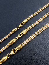 Diamond Cut Ice Link Chain Necklace 4-5mm ITALY 14k Gold Over Real 925 Silver picture