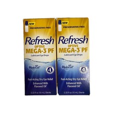 (2) REFRESH Optive Mega-3 PF Eye Drops 0.33 fl oz x2 10x2=20 mL  EXP 6/27 picture