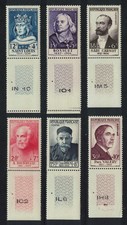 France Famous Celebrities 6v Margins CV£240+ 1954 MNH SG#1215-1220 picture