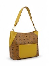 MCM Klara Large Visetos Monogram Hobo Shoulder Bag Yellow Leather Authenticated picture