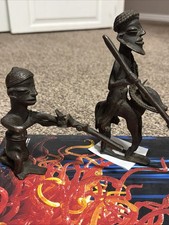 Pair (2) Antique Cast Bronze Ashanti West African Tribal Figures picture