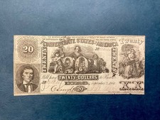 ~T-20 -1861 $20 TWENTY DOLLARS CSA CONFEDERATE STATES OF AMERICA - BEEHIVE NOTE picture