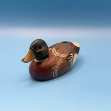 Vintage Style Wood Mallard Duck Decoy Hand Painted Miniature Folk Art 5” Decor picture
