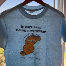Vintage Garfield T-Shirt Mens S Superstar Cartoon California Paper Thin 1978 picture
