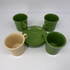 Lot -6- Fiesta Ware (4) Ring-Handled Homer Laughlin HLC Coffee Mugs (2) Saucers picture