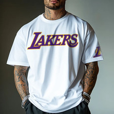 Los Angeles Lakers Pure Cotton Tshirttrendy Stylish Streetwear Men Fitness Muscl picture