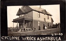 1909 Real Photo Postcard Cyclone Wreck Damage to House in Ashtabula, Ohio picture