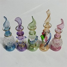 Egyptian hand-blown perfume bottles, multicolor glass set, artisan gift picture
