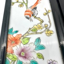 Vintage Chin Hand-Painted Porcelain 6-Panel Tabletop Screen Divider Birds Decor picture