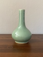 Antique Chinese Celadon Porcelain Bottle Vase Qing Dynasty, Long Quan Style  picture