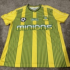 Minions Despicable Me Jersey Tee Mens Medium Yellow Striped Graphic Shirt picture