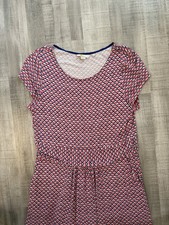 Boden Women’s 10P Petite Jersey Dress Red Blue Geometric Short Sleeve Stretch picture
