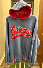 90s Starter Oilers Football Pullover Hoodie Sweatshirt Blue/Red XL picture
