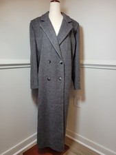 Vintage Karen Wool Cashmere Silk Maxi Coat Womens Gray ILGWU USA Double Breasted picture