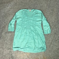 J Jill Womens Tunic Medium Blue Green Linen Shirt Flowy Coastal Boho Lagenlook picture
