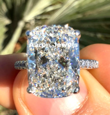 5.20Ct Elongated Cushion Lab Grown Diamond Solitaire Ring 14K Gold IGI F VVS2 picture