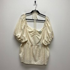 Future Collective Womens Cream Gabrie Square Tie Neck Puffed Short Sleeve Top 3X picture