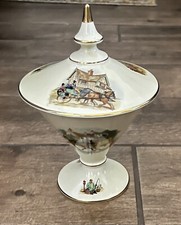 Royal Winton Gordon Covered Candy Dish Horse & Buggy Village Scene England picture