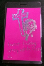 Vintage Genuine Ozzy Osbourne 1996 Laminated Backstage Pass PINK with FOIL picture
