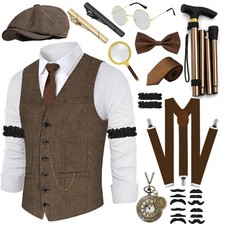 1920s Men's Costume Set with Roaring 20s Accessories | Vintage Flapper Outfit picture