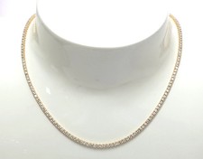 SOLID 14K YELLOW GOLD 5.70 CT. NATURAL DIAMOND ETERNITY TENNIS NECKLACE 20