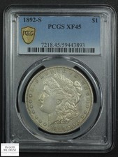 1892 S Morgan Silver Dollar $1 PCGS XF 45 picture