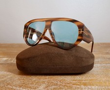Tom Ford Bronson TF1044 Oversized Aviator Sunglasses 60mm Brown Stripe/Blue Lens picture