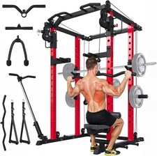 Power Squat Rack Cage, 2000lbs Weight Cable Machine with LAT Pulldown for Sport picture