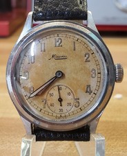 Vintage Minerva Manual Wind Rare German Military Watch D H 40s picture