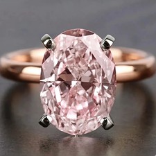 RARE 8.00 Ct Certified Oval Shape Pink Natural Diamond Ring 925 Silver  picture