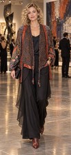Carole Little Vintage Boho Rayon Open Front Cardigan Jacket Multi Color Size 12 picture