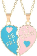 SUPAC Best Friends Split Heart Necklace Set - Gold or Silver picture