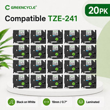 20PK TZe-241 TZ241 3/4 Inch Black on White Label Tape fit for Brother PT-P950NW picture