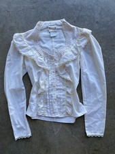 Vintage 1970s Ivory Jessica Gunnies Edwardian Romantic lace collar blouse picture