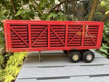 Vintage ERTL Livestock Hauler Semi Trailer Red Steel Truck Transporter picture